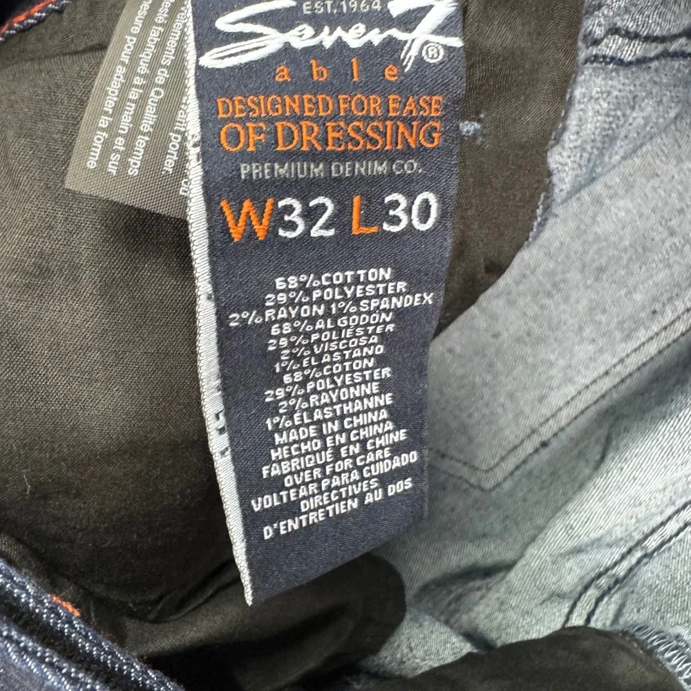 Seven7 Able Jeans Mens 32x30 Blue Slim Adaptive Magnetic Fly Easy Dressing New